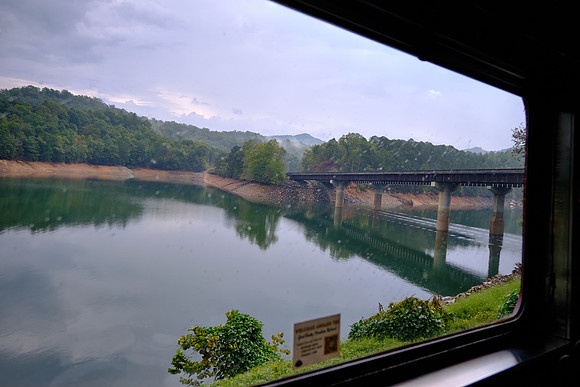 Fontana Reservoir from The Great Smoky Mountains Railroad train.