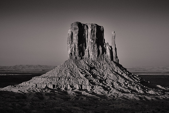 West Mitten at sunset, Monument Valley, UT. - Utah Revisited in B&W: 2022 April 27- May 5.