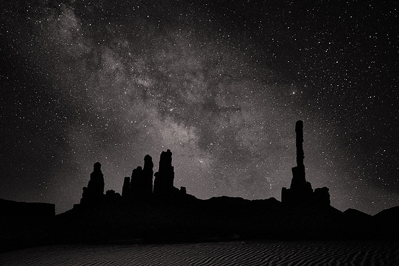 Totem Pole under the Milky Way, Monument Valley, Utah - Utah Revisited in B&W: 2022 April 27- May 5.
