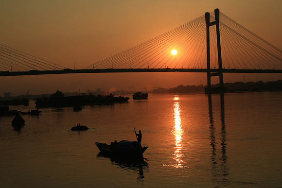 Sunset on the Ganges River, Calcutta, India