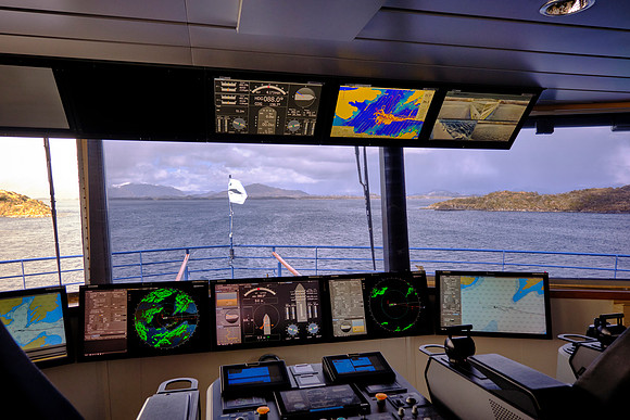 Kawésqar National Park, Chilean Fjords, from the bridge of the Resolution.