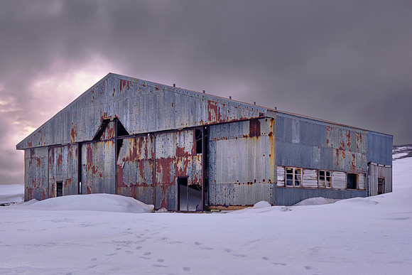 Airplane hangar, Whaler's Bay, Deception Island, South Shetland Islands, Antarctica
