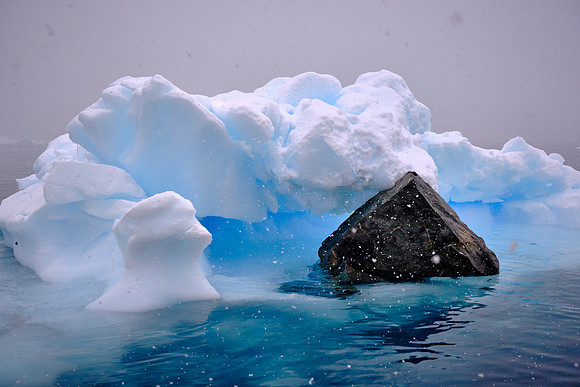 Snow squall in Paradise Bay, Antarctica
