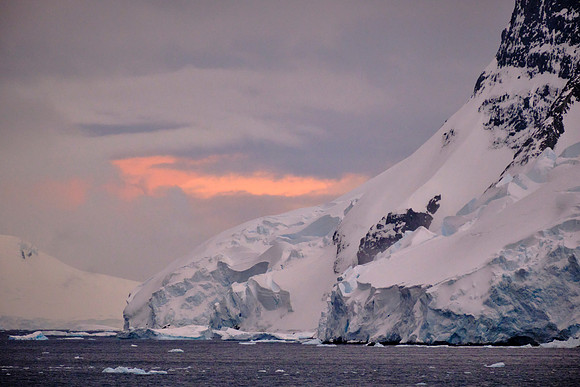 Sunset over the Antarctic peninsula, 8:37 PM