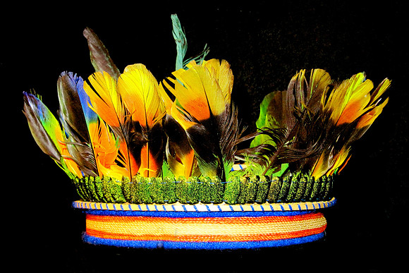 Shaman headgear made from hummingbird feathers