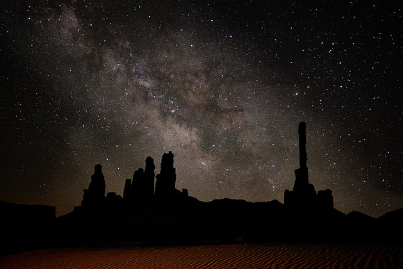 The Milky Way over the Totem Pole, Monument Valley, UT.  The Galactic Center of the Milky Way is approximately 26,000 light years away from earth.