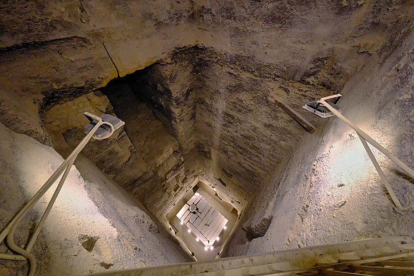 The burial chamber is at the end of the tunnel and at the bottom of a shaft 100 feet below ground surface: closer to the sacred center of the Earth.