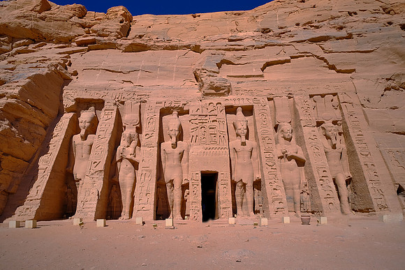 There are two temples, the Great Temple, dedicated to Ramses II, and this,  the Small Temple, dedicated to his wife Queen Nefertari.