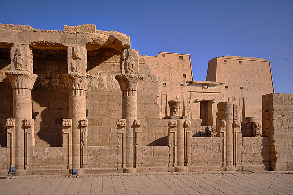 The Temple of Edfu is an Egyptian temple located on the west bank of the Nile in Edfu, Upper Egypt.