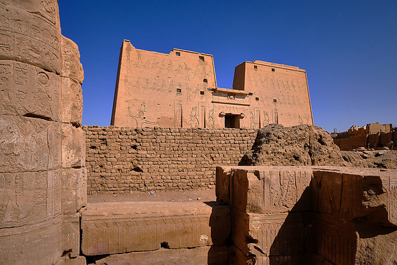 The building was started during the reign of Ptolemy III Euergetes and completed in 57 BC under Ptolemy XII Auletes.