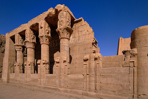 The temple was buried under 40 ft of desert sand and Nile River silt and is a good example of an ancient Egyptian temple.