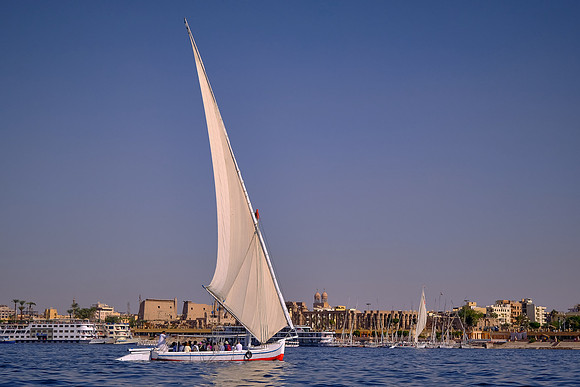 We sailed north to the Temple of Dendera along the Nile River.