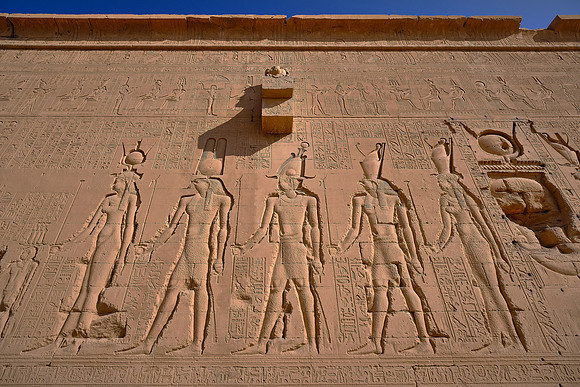 The Temple of Hathor (far left) was modified in the Middle Kingdom and continued until the time of the Roman emperor Trajan.