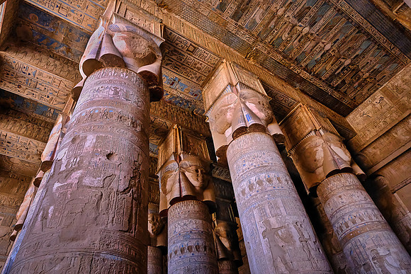 The construction began at the time of Ptolemy Auletes in 54 BC.  The hypostyle hall was built in the Roman period under Tiberius.