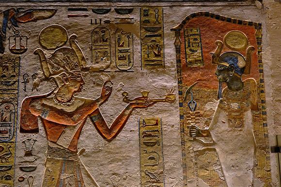 The passageway to the burial chamber were decorated with symbols  from Egyptian mythology.