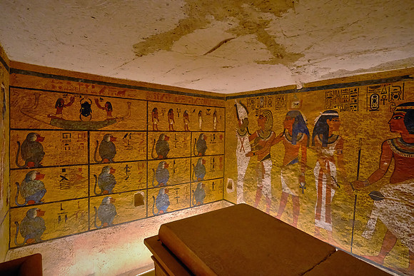 The 12 baboons are a reference to a funerary text that describes the journey of the sun god Ra through the netherworld.