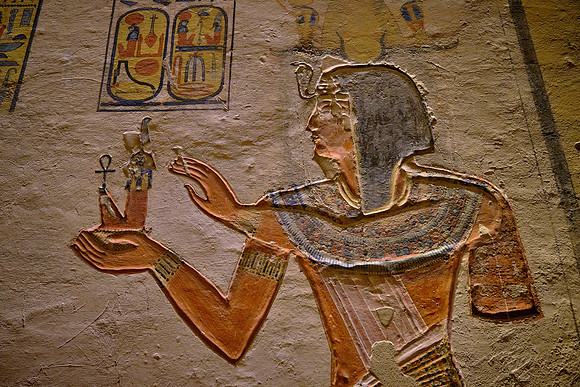 Portrait of Ramses IX from his tomb in the Valley of the Kings.