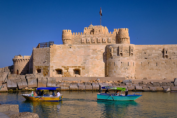 The Citadel of Qaitbay is a 15th century fortress on the Mediterranean coast in Alexandria (built from 1477 to 1479 AD).