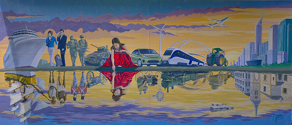 NOTE: above the water line depicts contemporary society. Below the water line, the historic equivalent.