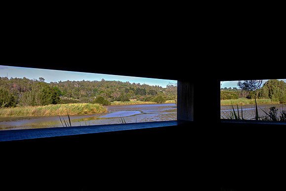 A duck blind overlooks the wetland and any visiting birds.
