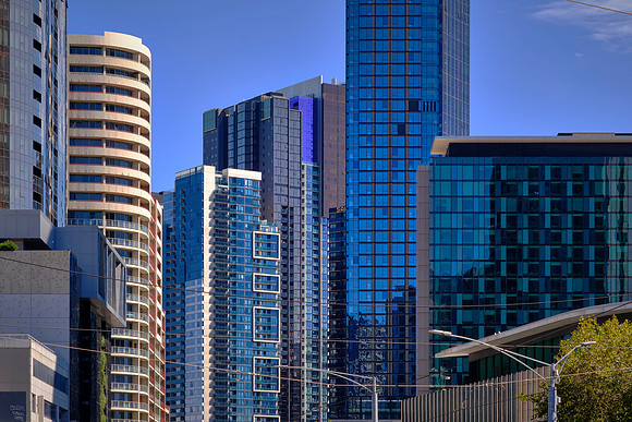 The Southbank skyline in Melbourne, Australia.