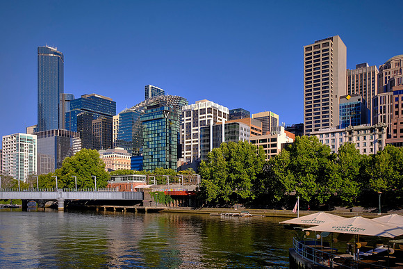 The Southbank skyline in Melbourne, Australia.