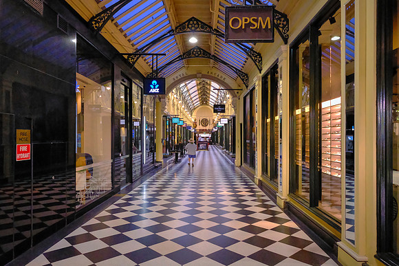 The Royal Arcade in Melbourne is a high-end shopping area in the city.