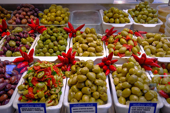 In addition to olives, fresh kangaroo, crocodile, emu and other game meats are available.