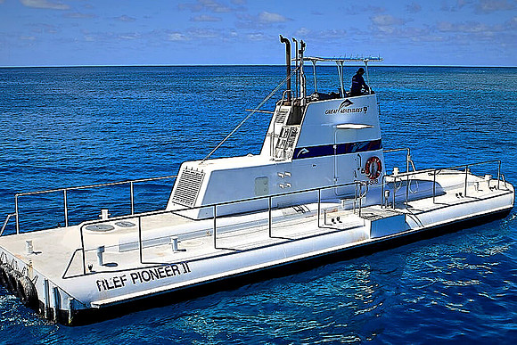 Susan and I took a tour in a Semi-Submersible Underwater Observatory over the Great Barrier Reef.