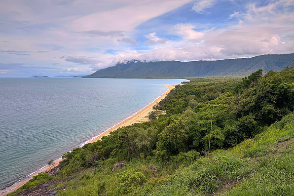 As we return to Cairns, we stop for a look above Wangetti Beach on Captain Cook Highway.