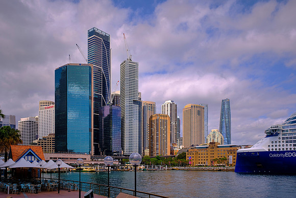 Sydney harbor cityscape.