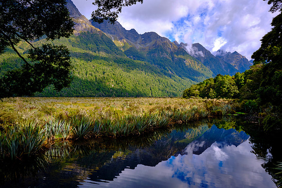 Mirror Lakes in Fiordland National Park.