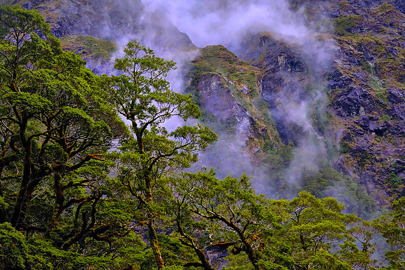 The Southern Alps cover most of Fiordland National Park, combined with the deep glacier-carved valleys.