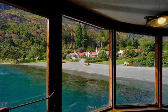 The ship calls on sites like Walter Peak High Country Farm, operating year-round with up to 14 hours of daily service.