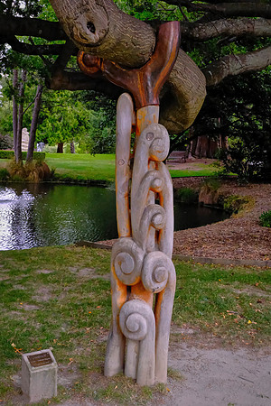 This sculpture is titled Auxilium and serves as a crutch for this aging tree.