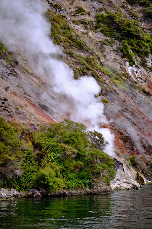 Consequently, water levels cycle every 38 days and surface temperatures reach 175°F around  steaming vents.
