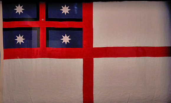 This Flag of the United Tribes (Mäori) served as the country's first official flag before British colonization. (1834)