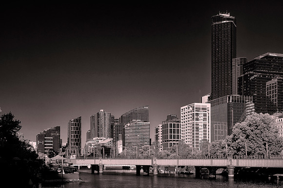 Skyline of the southbank of the Yarra River, Melbourne, Australia