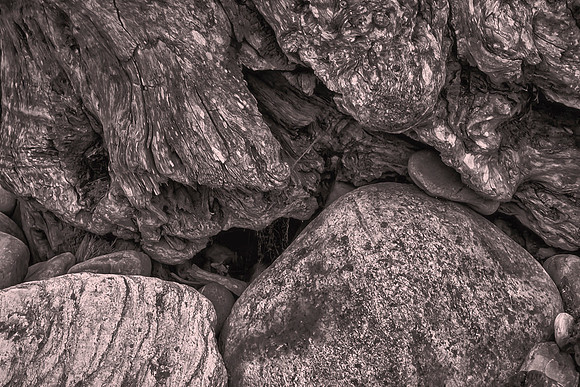 Wood and rock in Arthur's Pass National Park, Australia