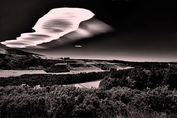 Stacked lenticular cloud near Christchurch, New Zealand