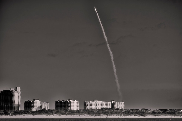 "We have liftoff!"  Artemis II, 2026 April 1, 6:36:04 PM, Ponce Inlet, Volusia County, Florida