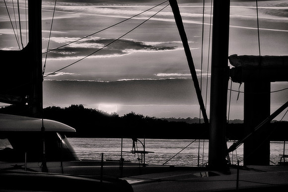 Sunset over the Halifax River from "Down the Hatch Seafood Company," Ponce Inlet, Florida.