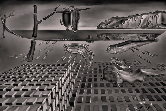 "The Disintegration of the Persistence of Memory" is a surrealist oil painting by Salvador Dalí between 1952-54.