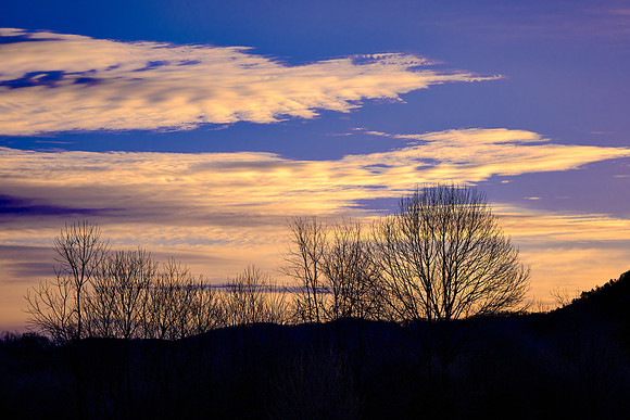 Cades Cove at sunrise.  The cove has an 11 mile loop road with two cross roads.