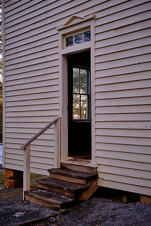 This is one of two front doors so that the men could enter and sit on one side of the chapel and woman and children on the other.