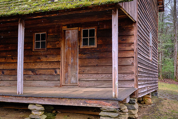The two-story cabin on the property was constructed by Civil War Veteran Colonel Hamp Tipton.