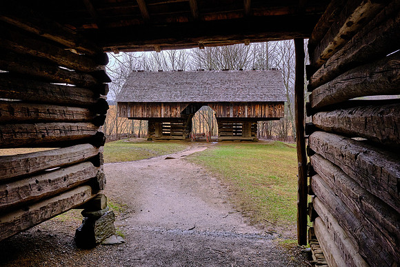 The cantilever barn was built in 1968 and is a replica of the original.