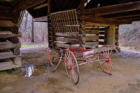In addition, the two pen design with the large, overhanging eaves provided protection for animals and equipment.