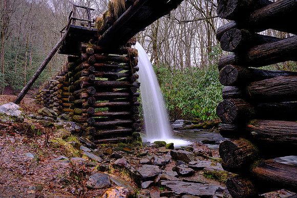 The mill race brings water, diverted from Mingus Creek, to keep the penstock full of water during operation of the mill.