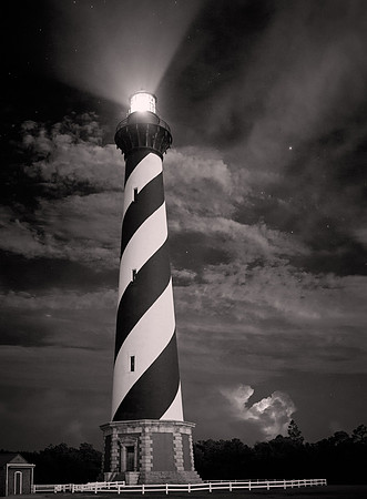 2018 August, Cape Hatteras Lighthouse, North Carolina (simultaneous lightning front and back)